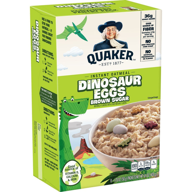 Quaker Instant Oatmeal Dinosaur Eggs Brown Sugar 400g Best Before Date 30/01/2025)