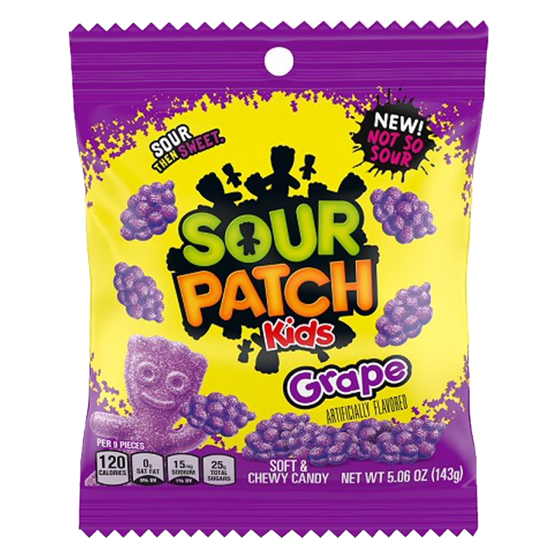 Sour Patch Kids Grape Soft & Chewy Candy Peg Bag 101g