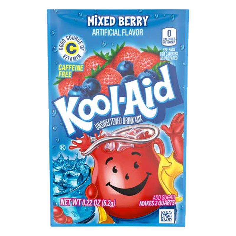 Kool-Aid Mixed Berry Unsweetened Drink Mix 6.2g(Pack of 6) [Best Before Date 01/01/2025])