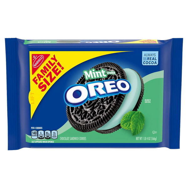 Nabisco Oreo Mint Creme Chocolate Sandwich Cookies 530g-Family Size