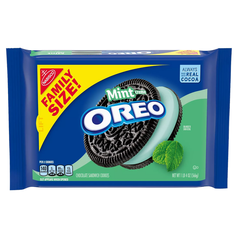 Nabisco Oreo Mint Creme Chocolate Sandwich Cookies 530g-Family Size