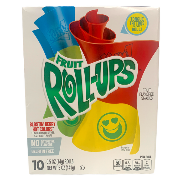 Fruit Roll-Ups Blastin' Berry Hot Colors Fruit Flavoured Snacks 141g(Best Before Date 27/09/2025)