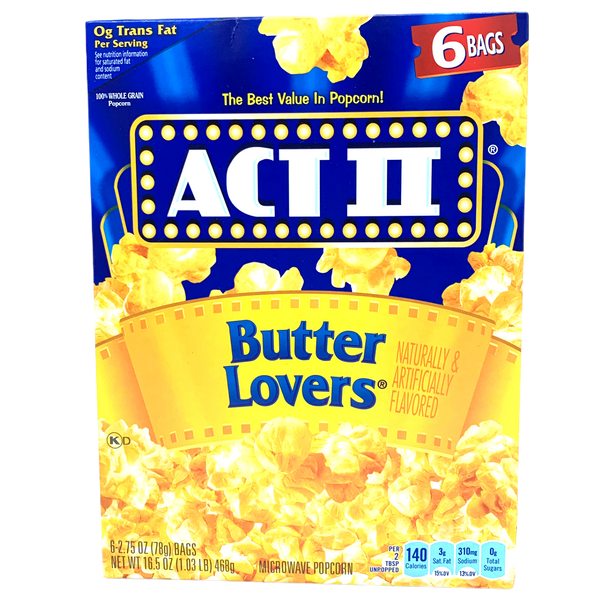 Act II Butter Lovers Microwave Popcorn 468g sold by American Grocer in the UK