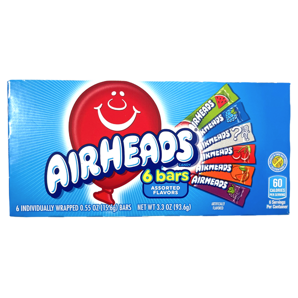 Airheads Assorted Flavours 6 Bars Theatre Box 93.6g sold by American Grocer in the UK