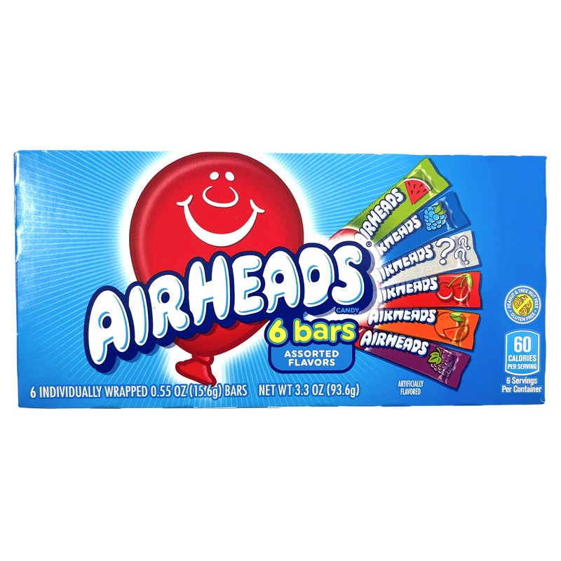 Airheads Assorted Flavours 6 Bars Theatre Box 93.6g sold by American Grocer in the UK