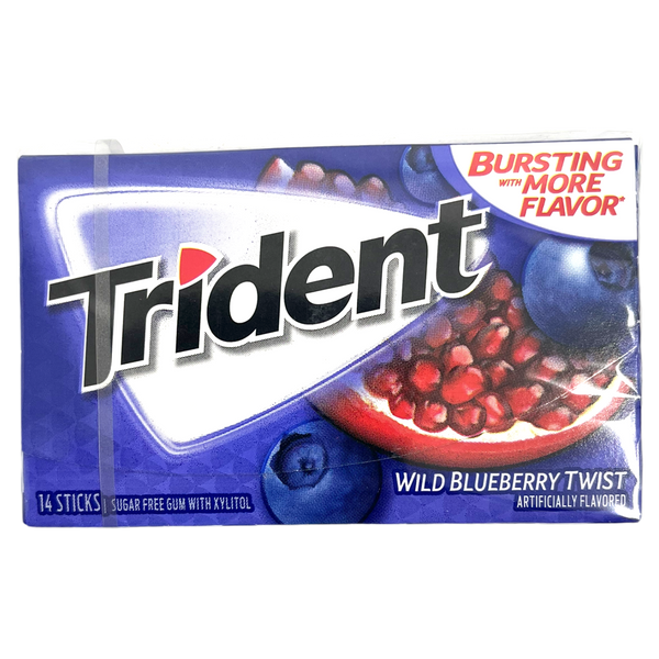 Trident Wild Blueberry Twist Sugar Free Gum 14 Sticks