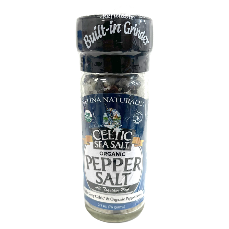 Celtic Sea Salt Organic Pepper Salt Refillable Built-in Grinder 76g  sold by American Grocer in the UK