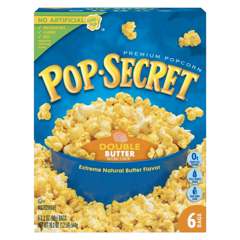 Pop Secret Double Butter Microwave Popcorn 544g-(6 x 90g)