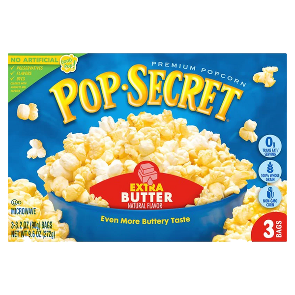 Pop Secret Extra Butter Microwave Popcorn 272g- (3 x 90g)