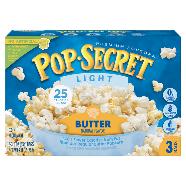 Pop Secret Light Butter Microwave Premium Popcorn 255g- (3 x 85g)