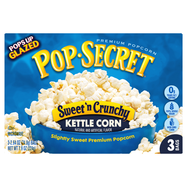 Pop Secret Sweet n Crunchy Kettle Corn Microwave Popcorn 224g-(3 x 74.8g)