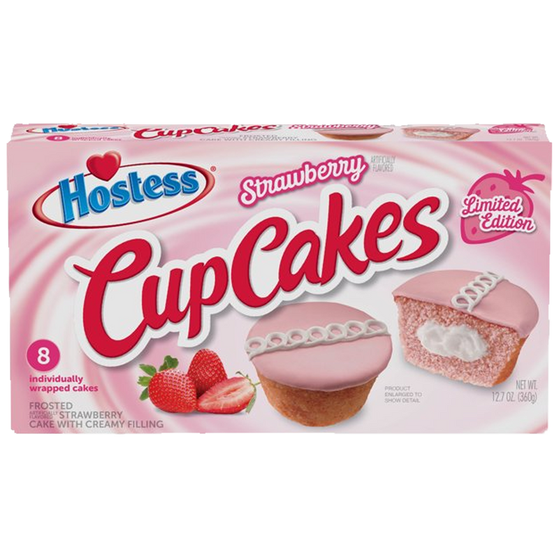 Hostess Strawberry Frosted Strawberry Flavoured Cup Cakes 360g- 8ct