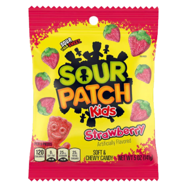 Sour Patch Kids Strawberry Soft & Chewy Candy Peg Bag 141g