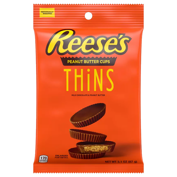 Reese's Thins Milk Chocolate & Peanut Butter Cup Bag 87g (Best Before Date 02/2024)