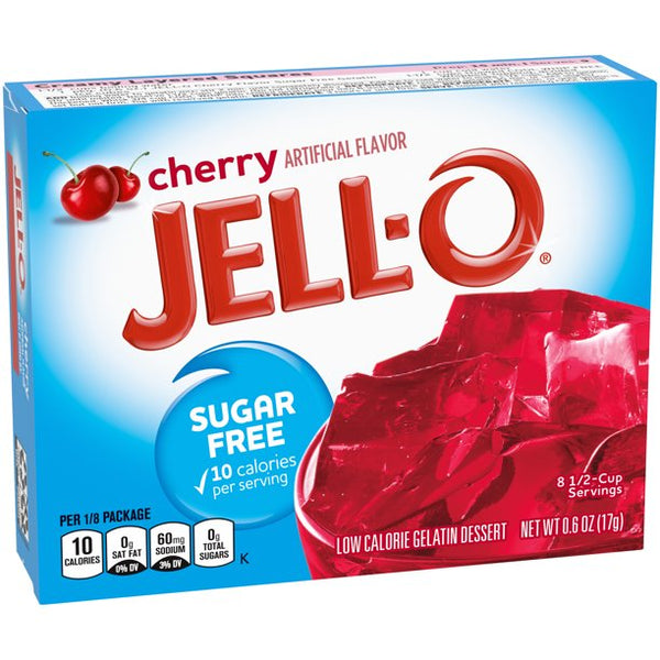Jell-O Sugar Free Cherry Low Calorie Gelatin Dessert Mix 8.5g