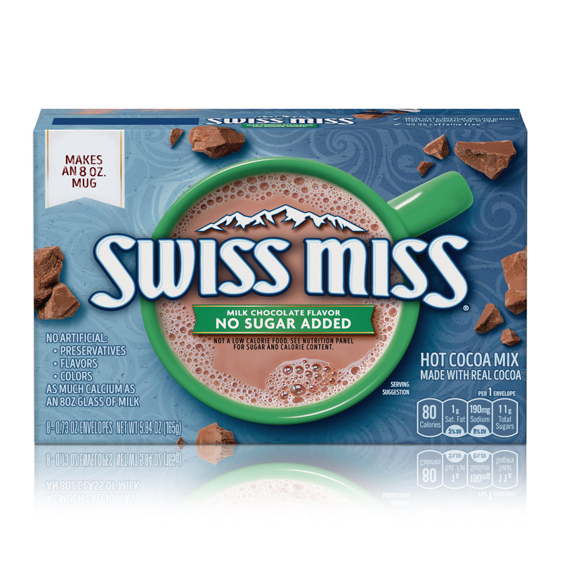 Swiss Miss No Sugar Added Milk Chocolate Flavour Hot Cocoa Mix 165g