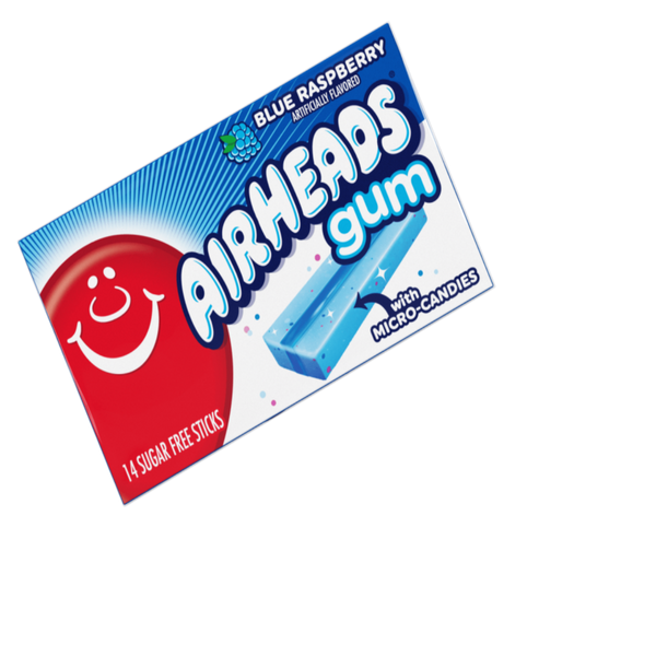 Airheads Blue Raspberry Gum with Micro Candies 14 Sticks