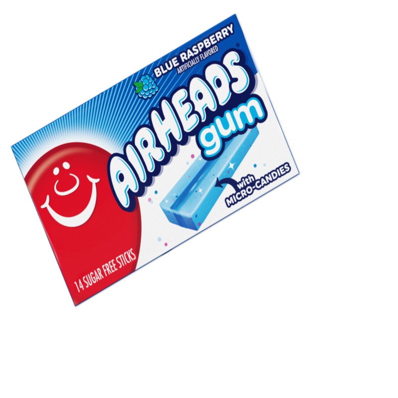 Airheads Blue Raspberry Gum with Micro Candies 14 Sticks