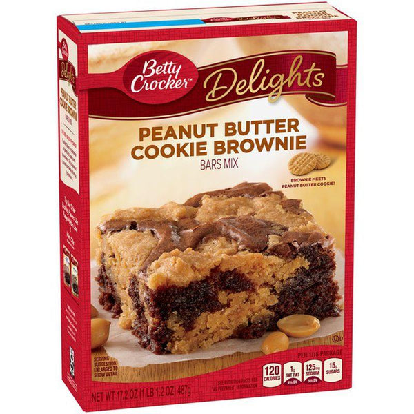 Betty Crocker Delights Peanut Butter Cookie Brownie Bar Mix 487g sold by American Grocer in the UK