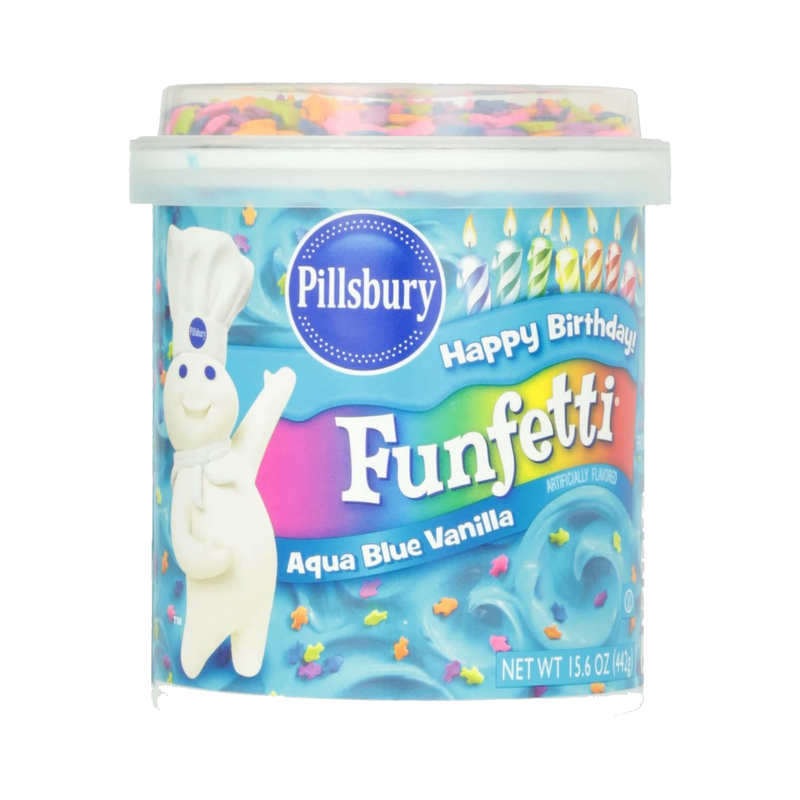 Pillsbury Funfetti Aqua Blue Vanilla Frosting 442g (Cap Damaged but product sealed. )
